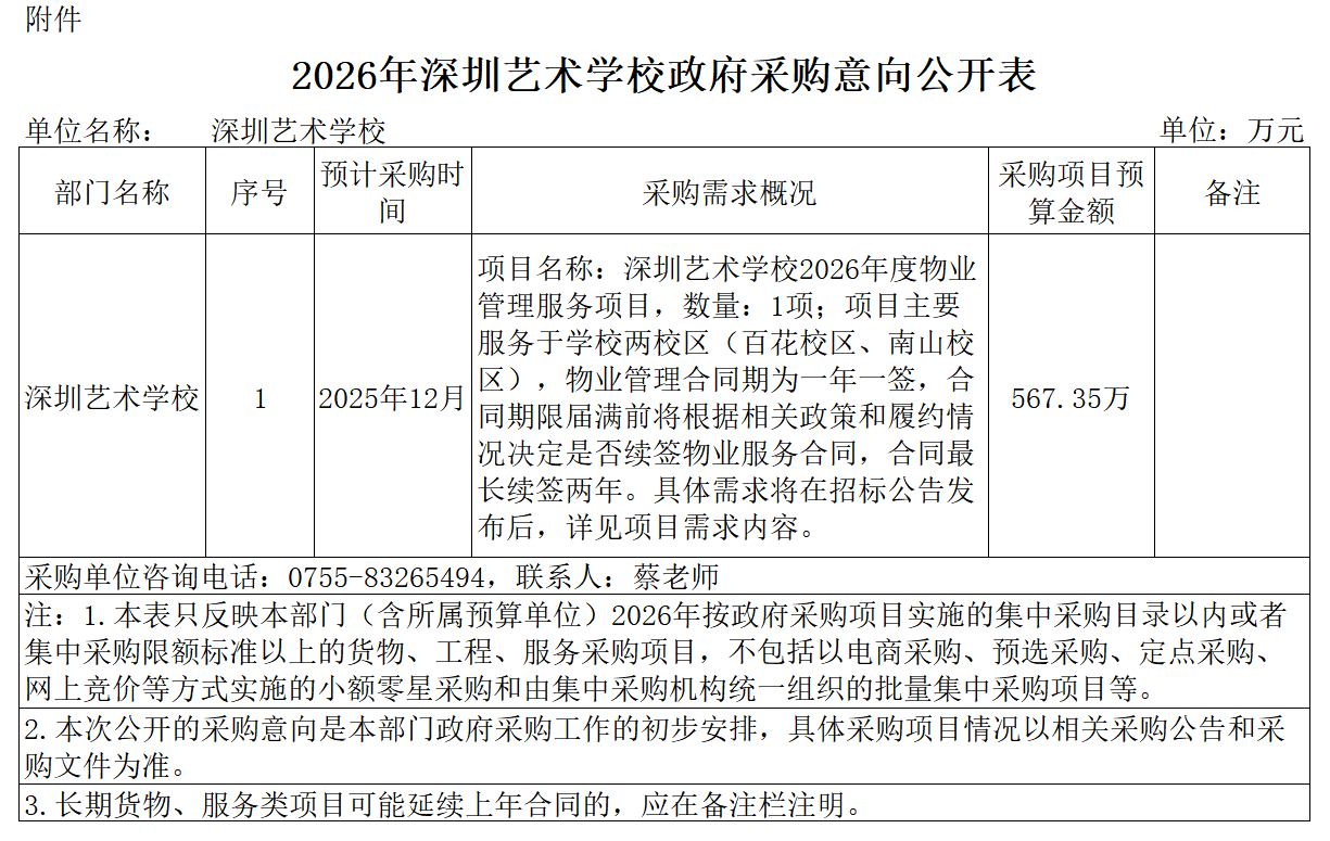 2026年深圳艺术学校政府采购意向公开表.png